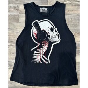 Akumu‎ Ink Men's Tone Death 2XL Skull Tattoo Style Skeleton Wearing Headphones